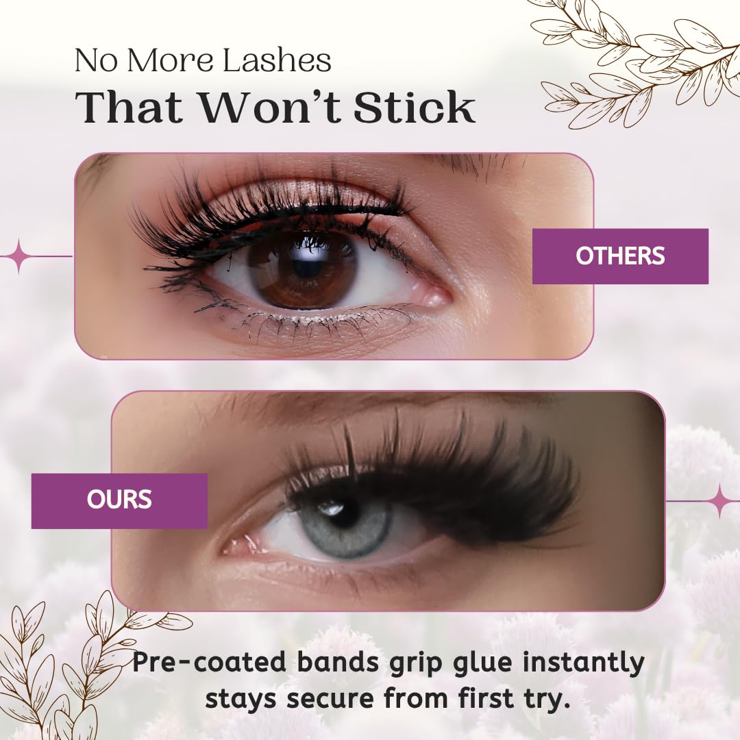 10 Pairs Mink Lashes Fluffy Eyelashes Mink Wispy Lashes (Purple) - Ready-to-Wear, Pre-Curved, Feather-Light Comfort, Reusable Up to 20 Times, Instant Glam, No Trimming, Individually Sealed