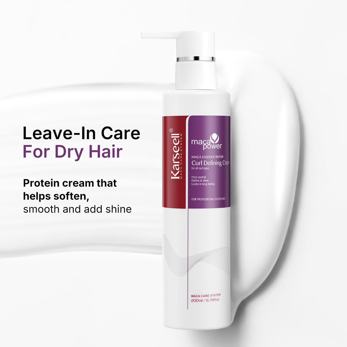 Karseell Curling Perfection Curl-Defining Cream essence repair All Curl Types & Hair Textures, Paraben-Free, 200ML（6.78oz）