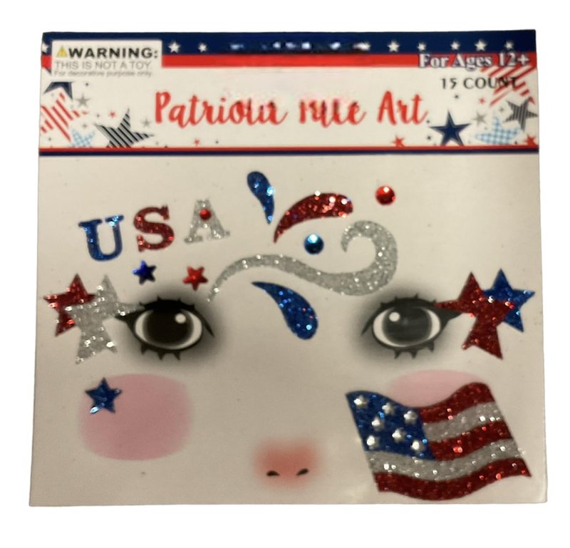 Patriotic Temporary Face Tattoos - 100 Pieces Glitter Face Art | Memorial Day 4th of July labor Day | Red White Blue Metallic Glitter | Election Party | USA