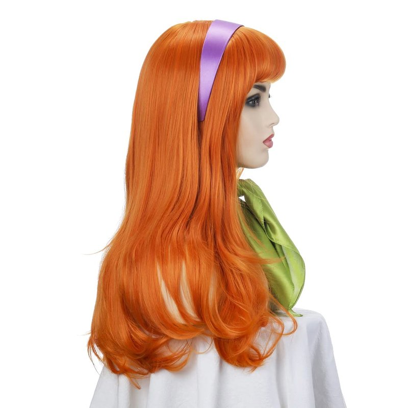 TSNOMORE Long orange Wig Women Halloween Costume Party Cosplay Wig with Accessories (Color-1)