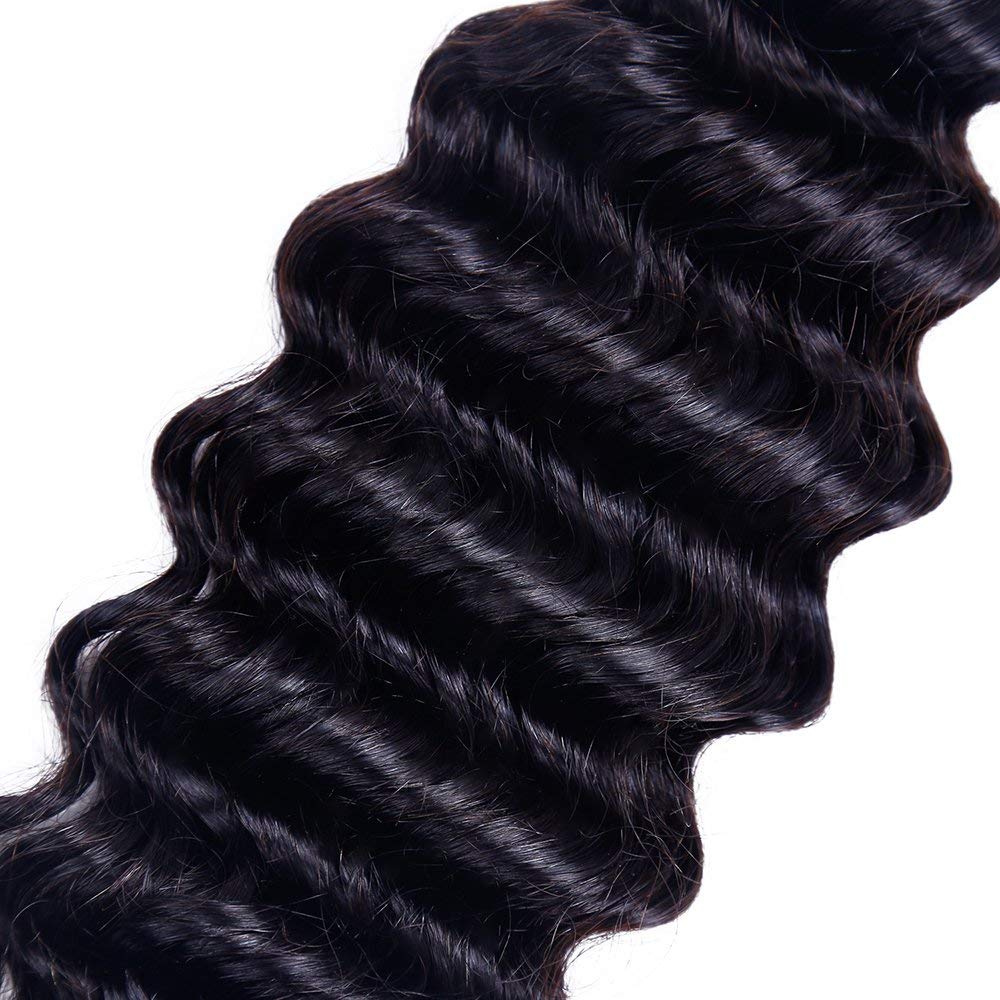 Odir Brazilian Deep Wave Human Hair 1 Bundle Unprocessed 9A Brazilian Deep Wave Virgin Human Hair Weave Bundles Deep Curly Hair Bundles 22 Inch Natural Color