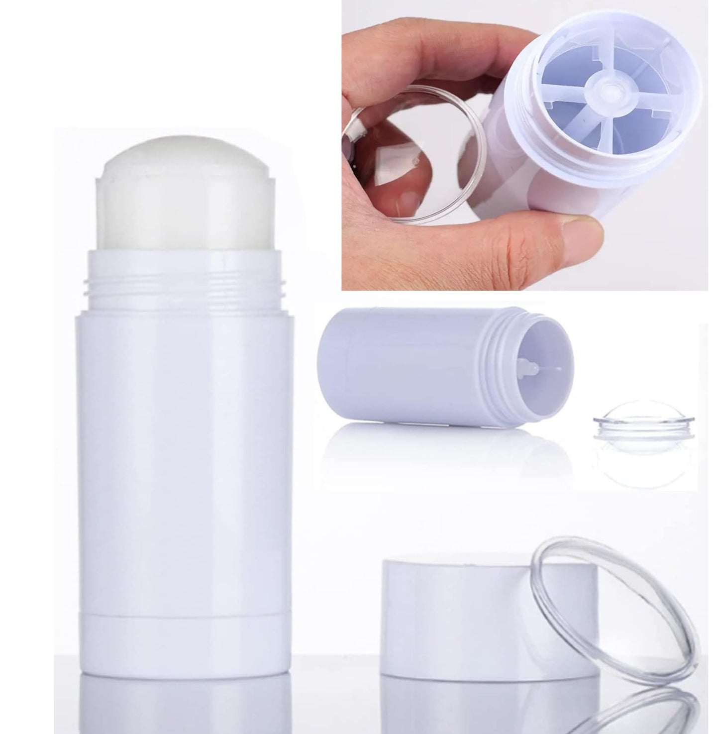 Minsily 10 Pack Empty Deodorant Container Twist up Filling Stick Plastic Deodorant Container Bottomfill Lip Balm Tube Refillable Deodorant Bottle for Homemade DIY Lipstick Crayon Chapstick(75ml,White)