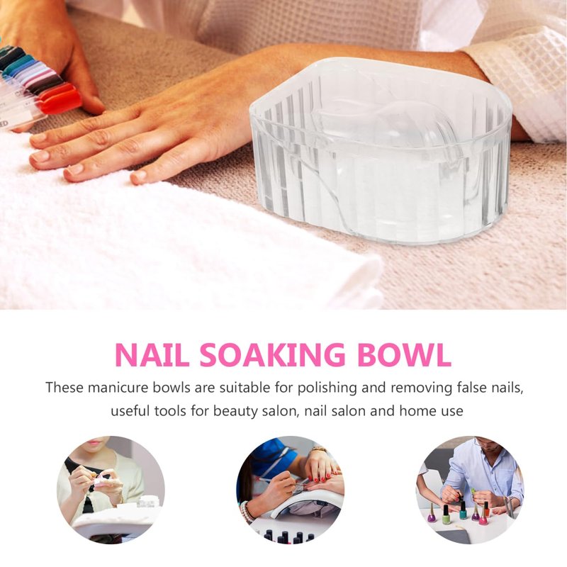 FRCOLOR Nail Soaking Bowl for Gel Polish Remover Proof Manicure Dish Soak off Bowl with Clear Acrylic Hand Tray for Home and Salon Use