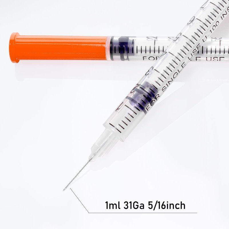 U-100 1cc Syringes with 31g 5/16" (8mm) , Individually Wrapped, Pack of 100