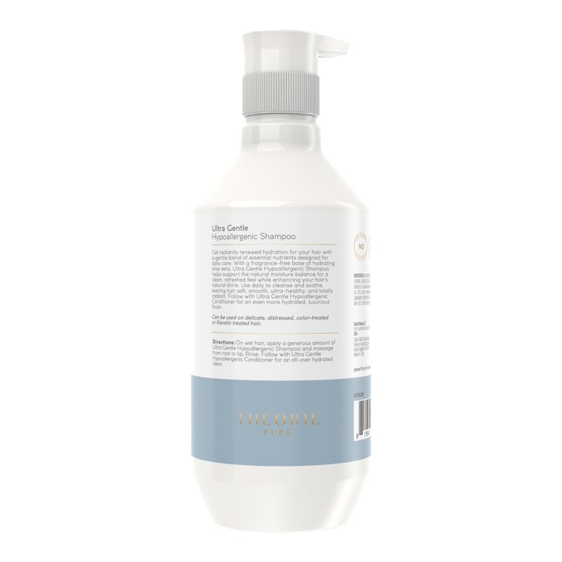 Theorie PURE Ultra Gentle Hypoallergenic Shampoo – Plant-Based & Vegan – Fragrance-Free – Designed for Delicate Scalp Care – Pump Bottle – 800mL