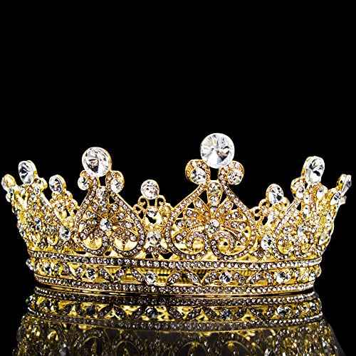 COCIDE Crown for Women Crystal Queen Crowns and Tiaras Girls Full Round Wedding Headband Hair Accessories for Birthday Pageant Prom Bridal Party Halloween Costume
