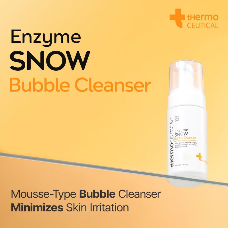 tHermoCEUTICAL Enzyme Snow Bubble Cleanser - Plant-Based Mousse Facial Wash, Papaya Enzyme, Refine Skin Texture, Micro Rich Bubbles, Gentle Cleansing, 3.38 fl.oz