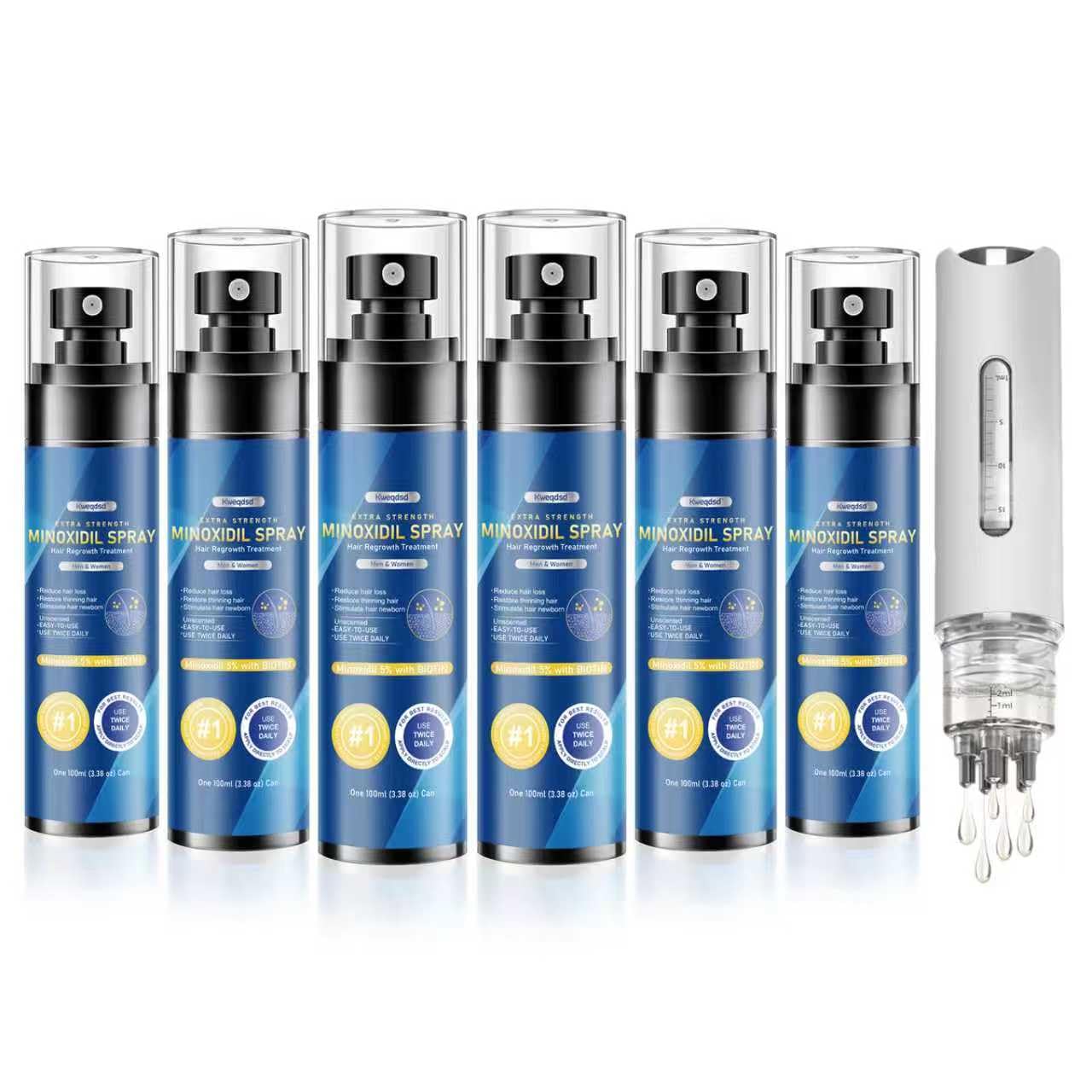 5% Minoxidil Spray for men-Supplied with a minoxidil applicator， Infused with Biotin, Hair Growth Treatment, Supports Thicker and Fuller Hair & Beard (21oz, 10 Month Supply)