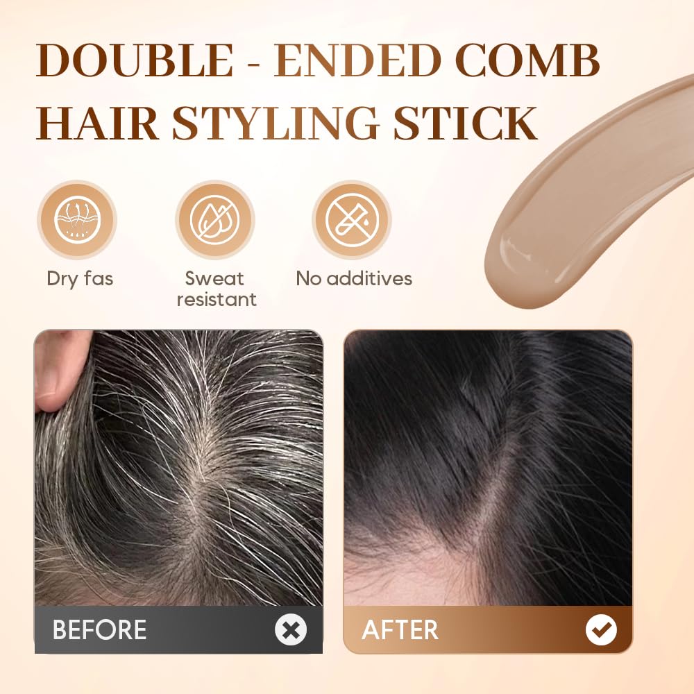Hair Dye Stick, Waterproof and Sweatproof Hair Dye Stick, 2025 New 2-in-1 Portable Hair Dyeing Comb, Gray Hair White Hair Quick Touch Up Cover Up (Black)