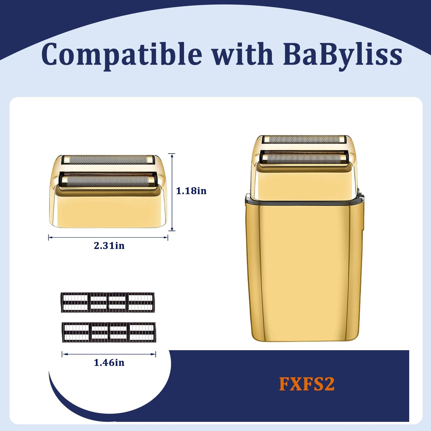 Professional Shaver Replacement Foil and Cutters Compatible with BaBylissPRO Barberology FXFS2 Shaver (2Pack)