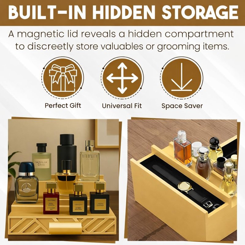 Cologne Organizer for Men - Drawers & Dresser Organizer Countertop - Perfume Holder Stand For Men Organizador De Perfumes - by NovaHavensNest (White-3 Tier)