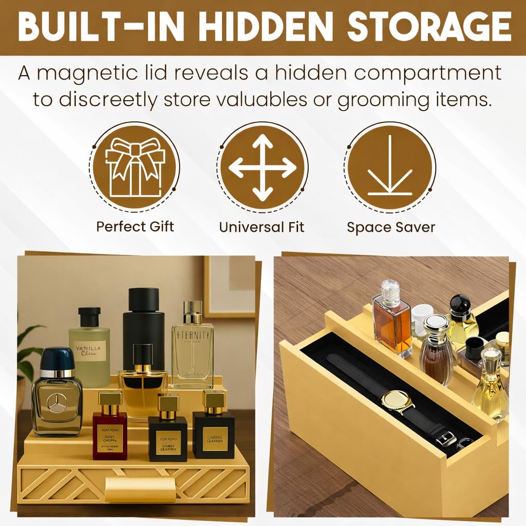 Cologne Organizer for Men - Drawers & Dresser Organizer Countertop - Perfume Holder Stand For Men Organizador De Perfumes - by NovaHavensNest (Black-4 Tier)