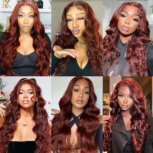 Copper Bundles Human Hair Reddish Brown Body Wave Bundles Hair Extensions 22 22 22 Inch Grade 8A Brazilian Virgin Remy Hair 3 Bundles Double Weft Color #33 Bundles Hair Weave