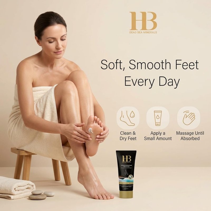 Black Mud Foot Cream - Hydrating Moisturizer with Dead Sea Minerals | 200ml for Soft, Healthy Feet