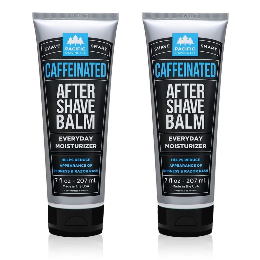 Caffeinated Aftershave for Men - Antioxidant Face Lotion & Spearmint Post Shave Balm | 7 Fl Oz, 2 Pack