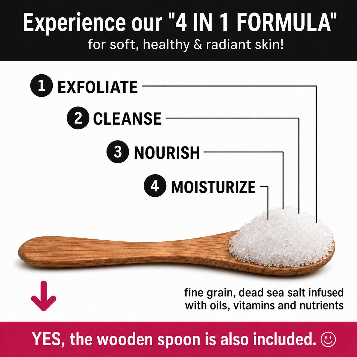 pureSCRUBS Premium Vanilla Body Scrub Set - Large 16oz Dead Sea Salt Body Scrub With Infused Essential Oils & Nutrients, Includes Wooden Spoon, Loofah & Oatmeal Exfoliating Bar Soap