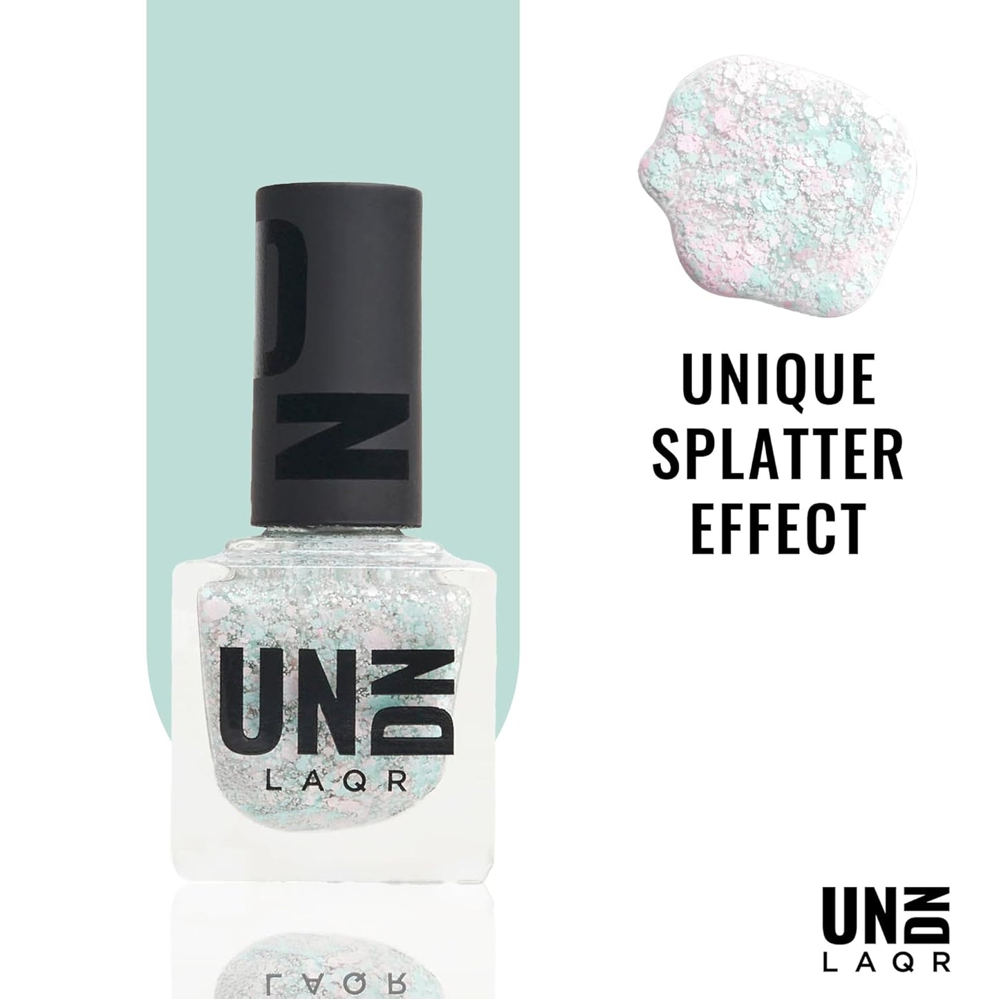 Vegan Nail Polish - 0203 Splatter - Long-Lasting Pastel Pink & Blue Paint Splatter | 0.5 oz