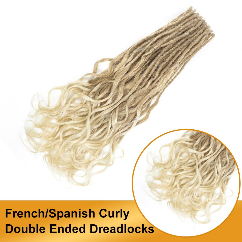Loose Wave Dreadlock Extensions - Synthetic French Curly Double Ended | 24 Inches, Soft Brown to Blonde