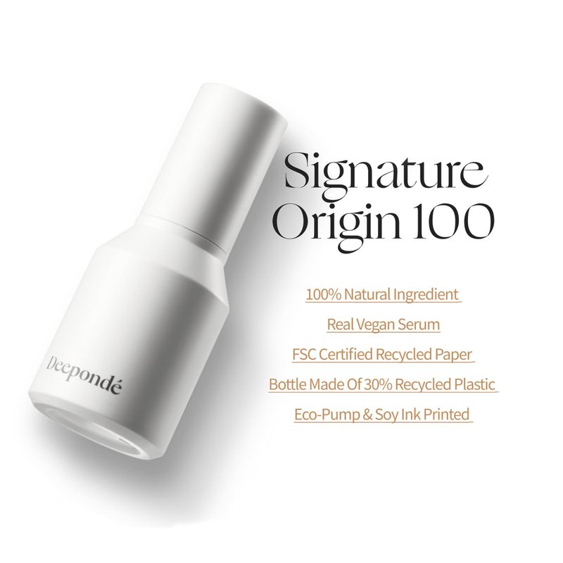 Deeponde Signature Origin 100 Ampoule - Tremella Fuciformis Extract 100% | Elasticity, Lifting, Moisturizing, 1.69 Fl Oz