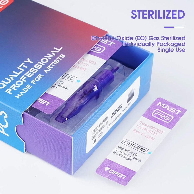 Mast Tattoo 50Pcs Pro Tattoo Cartridge Needles Assorted Mixed Size Round Liner Shader Magnum 3RL 7RL 7RS 9RM 9M with Membrane Disposable Tattoo Needles