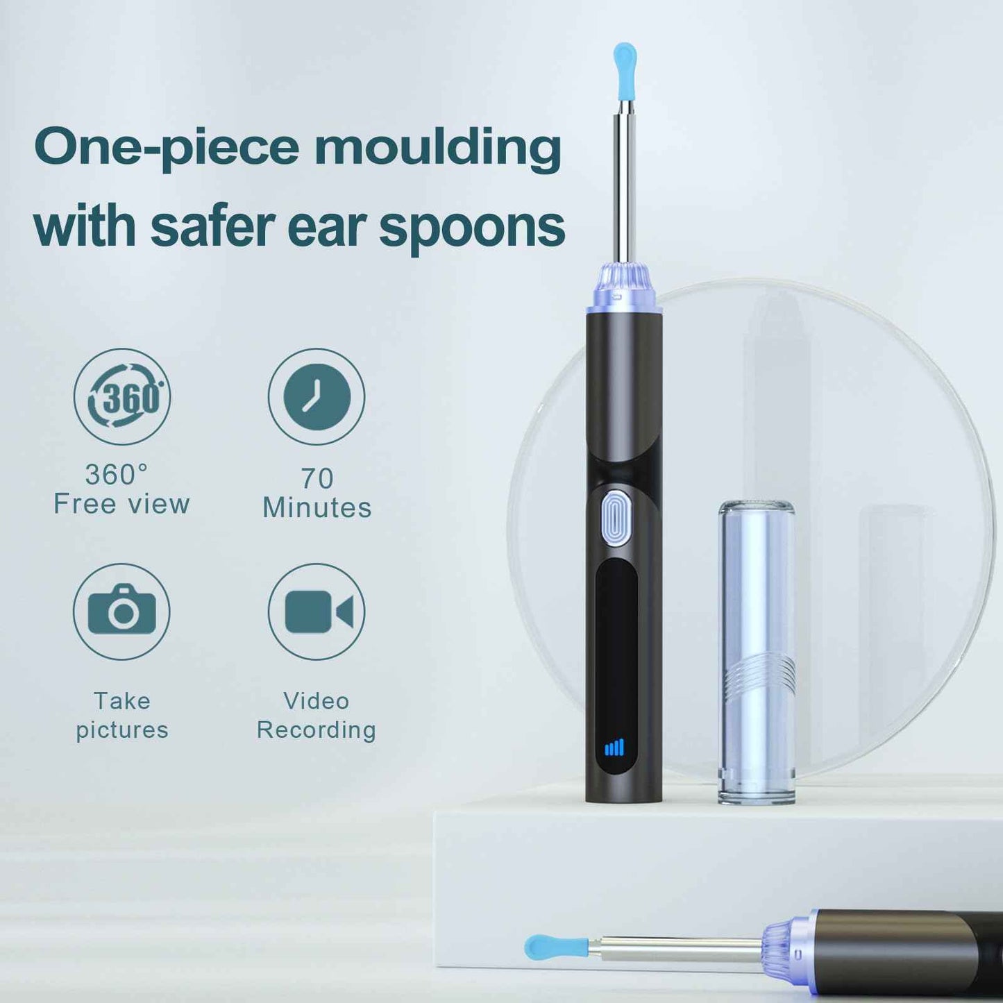Ear Wax Removal Tool Camera, Ear Cleaner with 1080P Camera, Visible Wireless Ear Scope 6 LED Lights, 10PCS Replacement Tips, Ear Cleaner for iOS & Android (Gun)