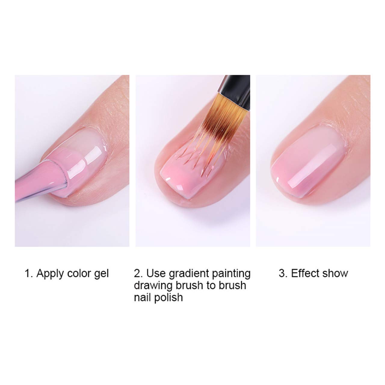 LWBTOSEE 2pc Nail Ombre Brush Nail Art Painting Pen Brush UV Gel Polish Gradient Color Rhinestone Crystal Acrylic Nail Drawing Pen