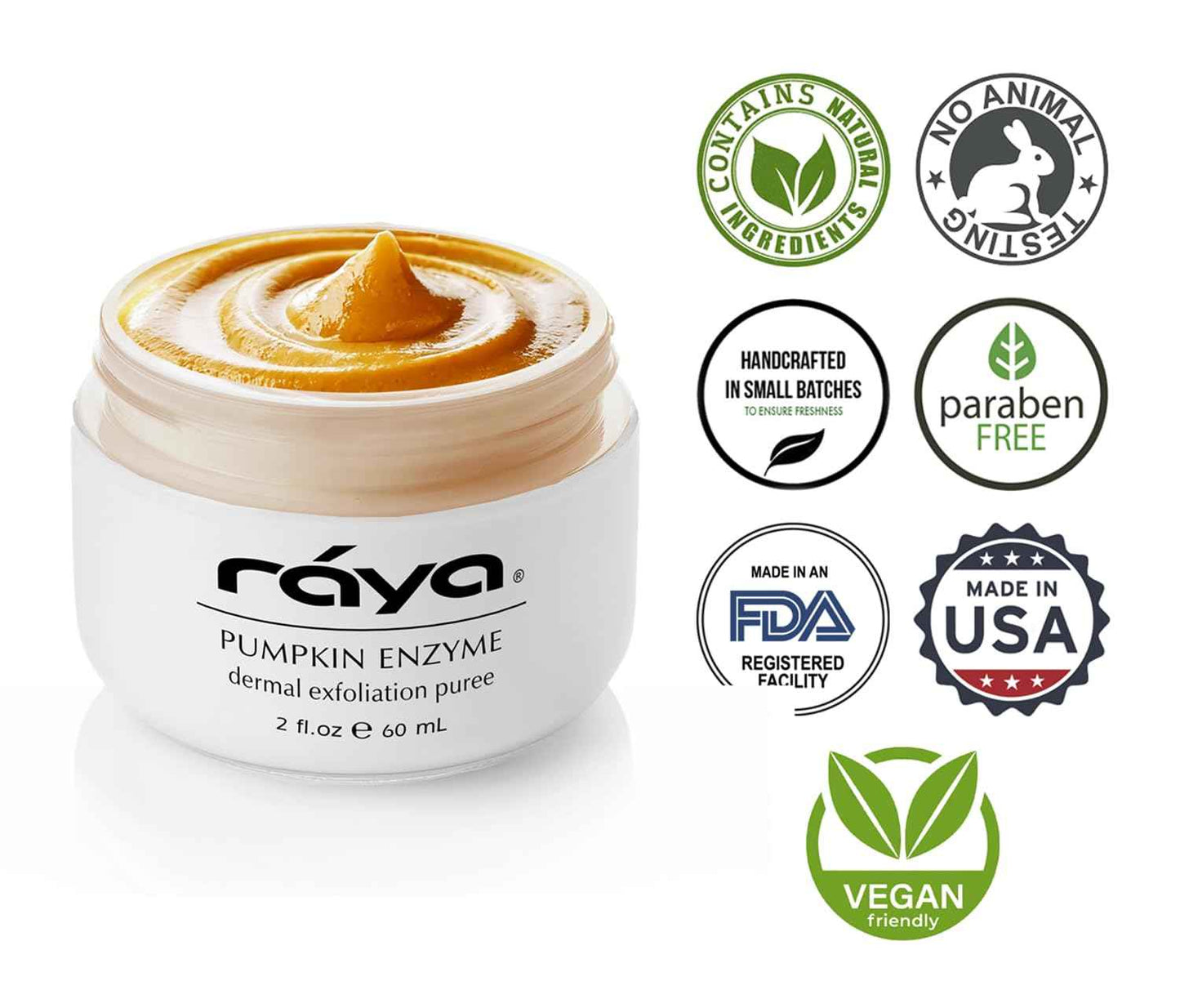 Raya Pumpkin Enzyme Facial Puree (127) | Gentle and Exfoliating Treatment for All Skin | Reduces Fine Lines and Minimizes Pore Size