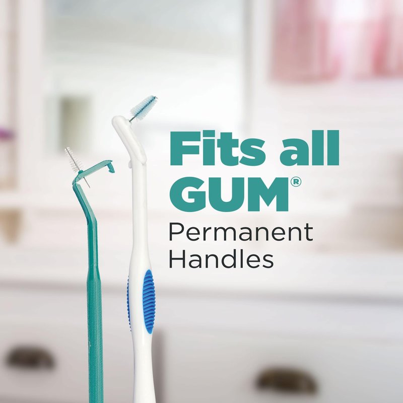 GUM Proxabrush Go-Betweens Moderate Refills – Compatible with GUM Permanent Handle, Soft Bristle Interdental Brushes for Plaque Removal, Gum Health & Braces Care, 8 Count (Pack of 6)