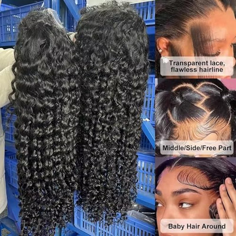 VIPbeauty 200% Density 13x6 Deep Wave Lace Front Wigs Human Hair 13x6 HD Transparent Water Wave Lace Front Wigs for Women Pre Plucked with Baby Hair 18inch