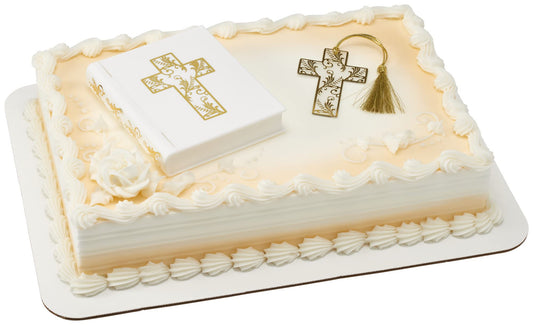 Religious Bible and Cross Cake Topper Multi