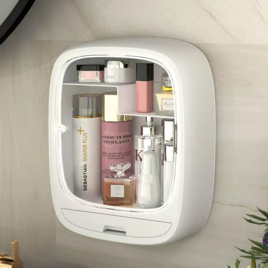 Heaime Makeup Organizer Shelf,Wall-Hanging Cosmetics Organizer and Storage Box,Cosmetic Display Cases,Wall-Mounted Storage Rack for Cosmetics,Skincare and Hair Accessorie