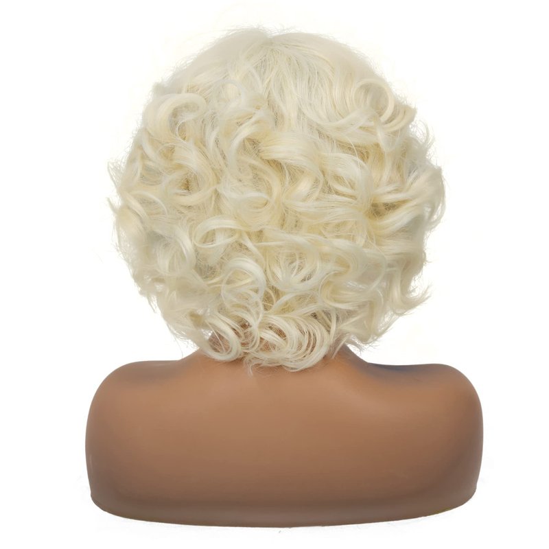 Amnenl Short Blonde 1920s Lace Front Wig Curly Bob Synthetic Hair Natural Hairline Platinum Blonde 40s 50s Wigs for Women