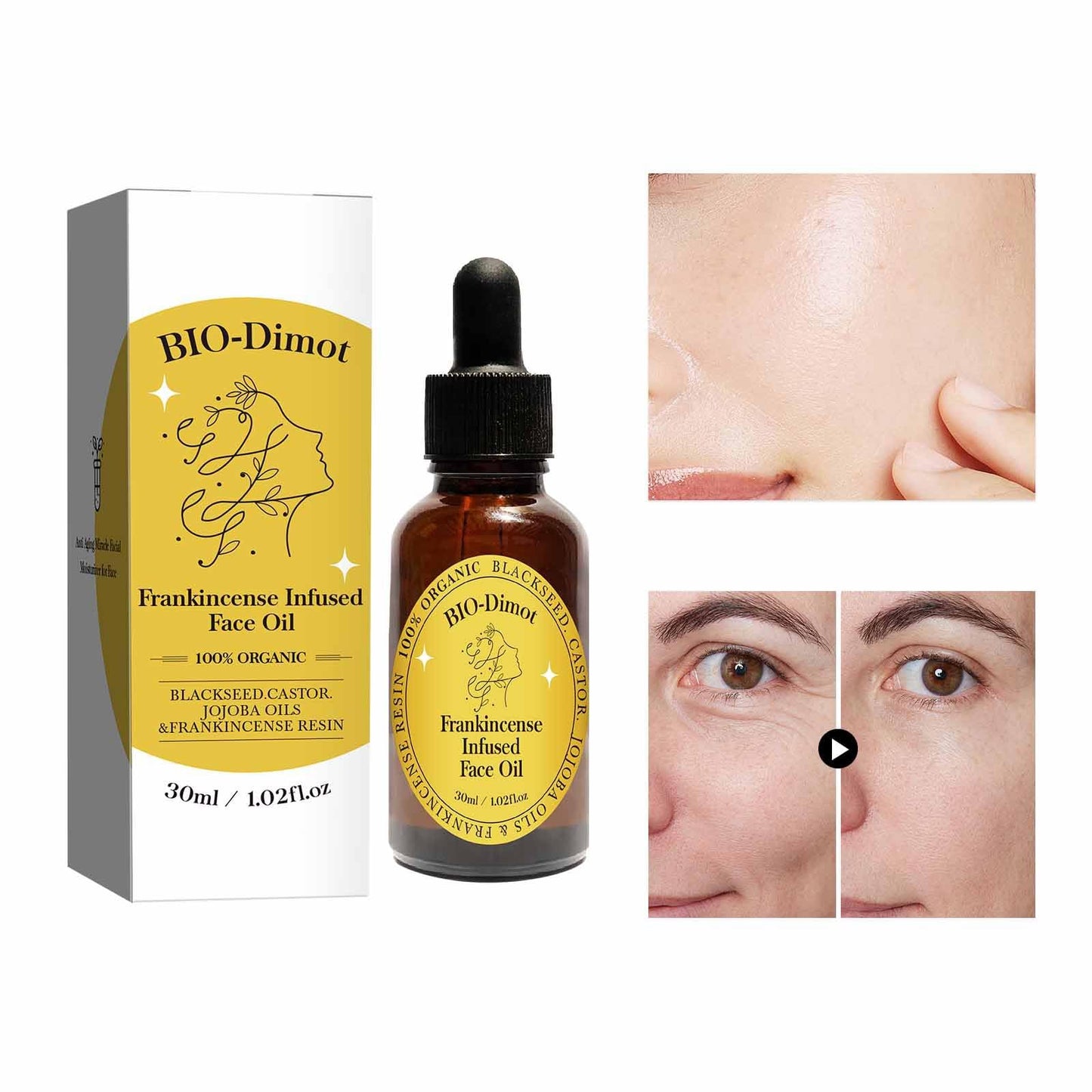 GHTPJ Frankincense Resin Oil, Natural Castor and Jojoba Oils Cold Pressed Serum Face Hydrates Anti-Aging Organic Frankincense Oil. -2Pcs