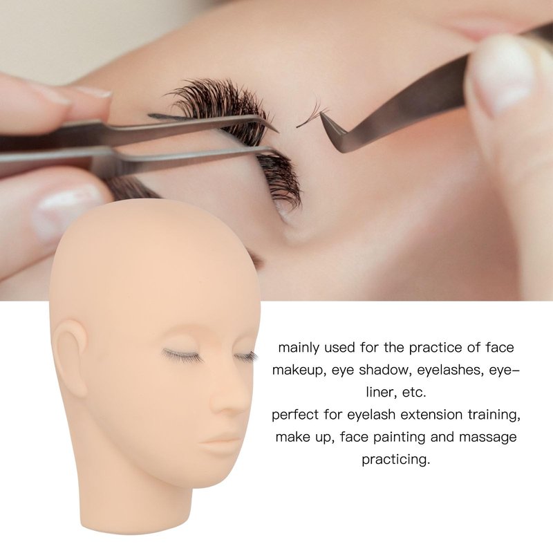 Lash Mannequin Head, Silicone 3 Layers Eyelash Practice Head High Simulation Soft Safe for Hospital