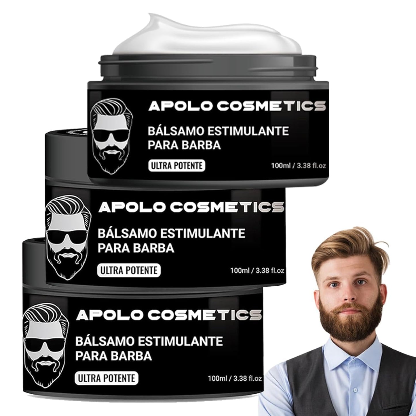 Beard Stimulating Balm - Ultra-Potent Growth Cream for Thicker, Fuller Beards | 3-Pack