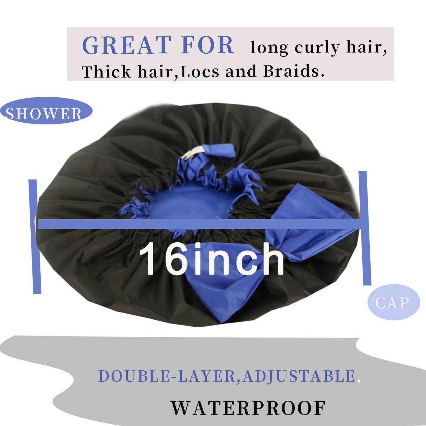 2PCS Genergy Jumbo XL Shower Cap for Braids Reusable and Waterproof Shower Cap, Super Extra Large for Thick, Long, Big Hair, Dual and Adjustable, Washable Bath Hat with Dreadlocks