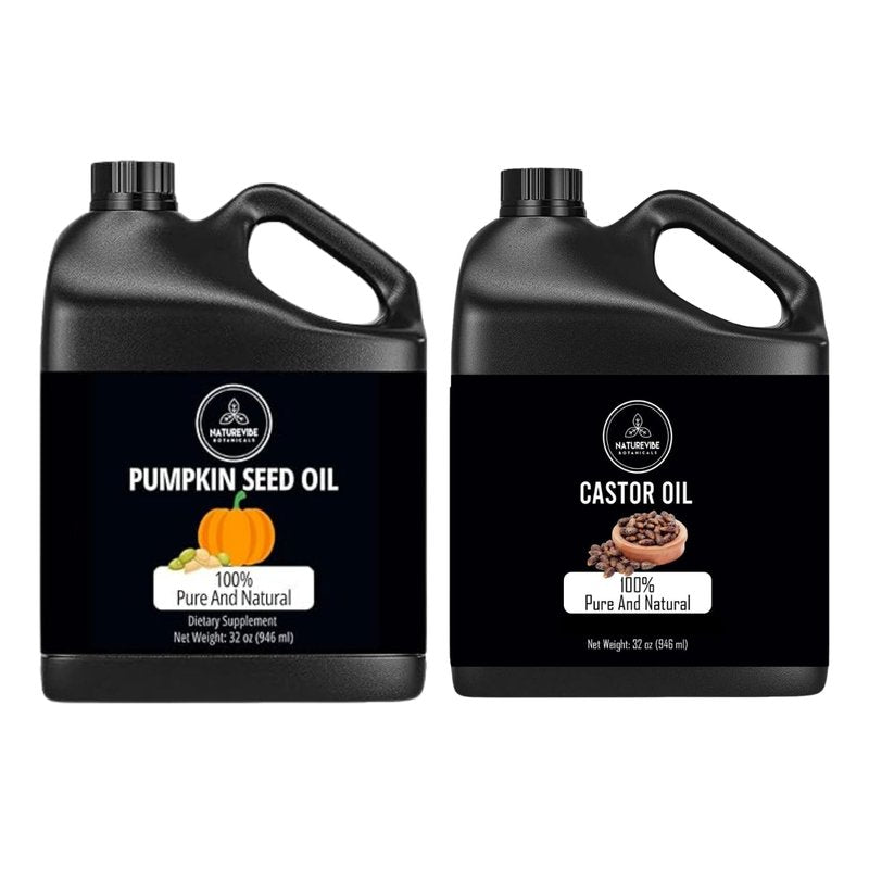 Pumpkin Seed Oil & Castor Oil Combo - 32oz Each | Natural Hair & Skin Care