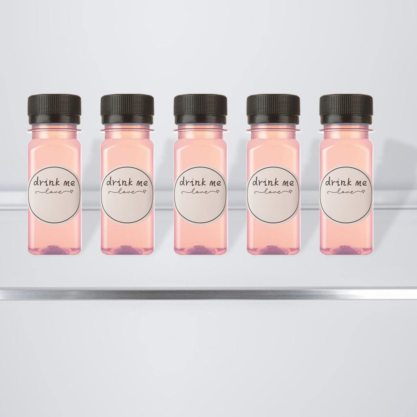 100 Pcs 2oz Plastic Bottles with Lids, Clear Plastic Bottle with Caps 2 oz for Liquids Small Reusable Ginger Shots Bottle Vial Beverage Container Leak Proof Mini Jars for Milk, Water, Ginger, Juice