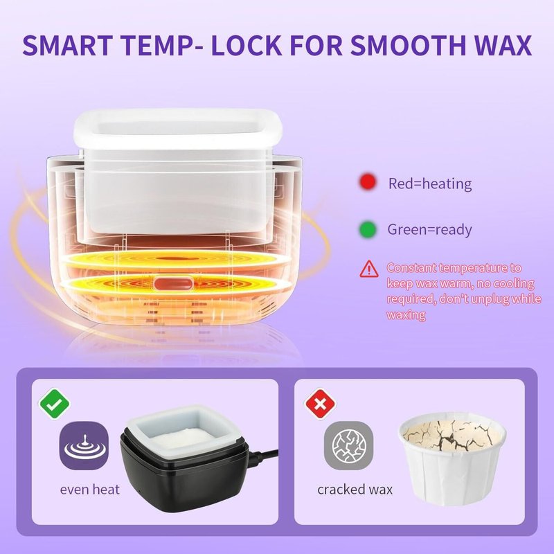 Wax Warmer Kit For Hair Removal, Professional Waxing Kit with 50pcs Waxing Sticks Single Wax Warmer Electric Heater For Women & Men, Facial Skin Body SPA Salon Equipment