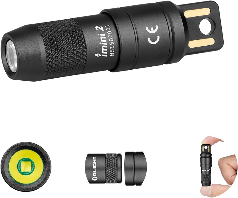 Olight iMini 2 EDC Keychain Flashlight - 50 Lumens Compact LED Light | Portable Black Mini Light for Everyday Use