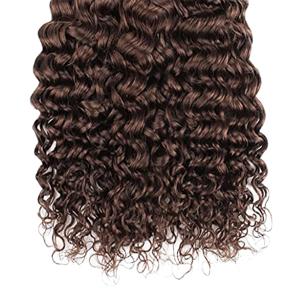 Brazilian Chocolate Brown Human Hair Bundles - Deep Wave 8-10-12 Inch | Unprocessed Virgin Hair for Black Women