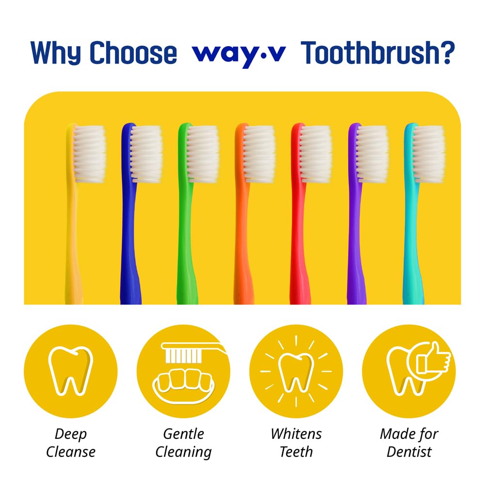 Way.V Extra Soft Toothbrush 7 Pack for Sensitive Gums and Teeth 3000 Ultra Gentle Bristles Brushes with Hygienic Head Covers Friendly Dentist Recommended BPA Free - Family Refill Pink 14 Pack