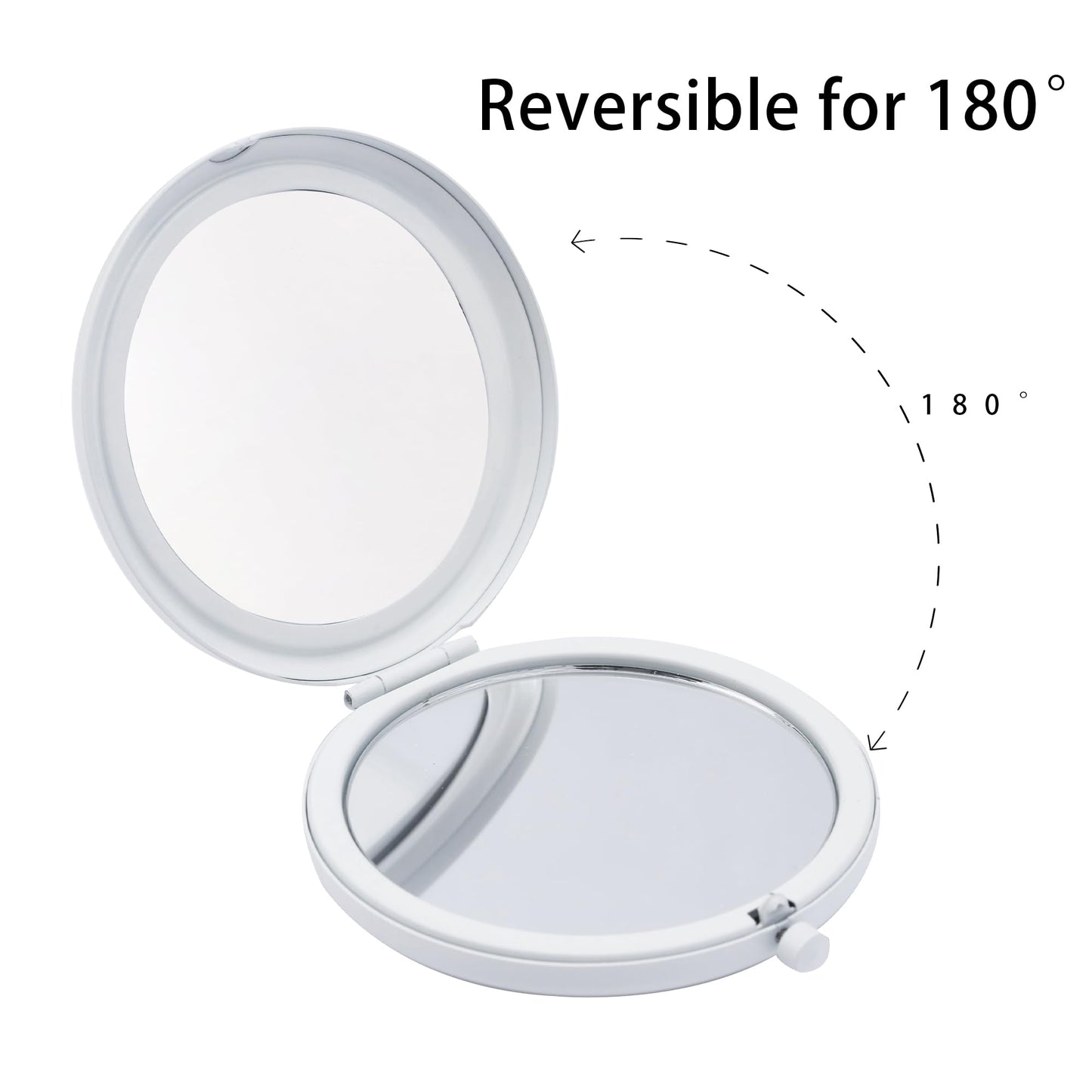 QUSTGO Compact Mirror, Pocket Travel Makeup Mirror for Purse, Metal Round Shell, 2-Sided 1X/2X Magnifying, Portable, Folding, Handheld, White,12 Pack