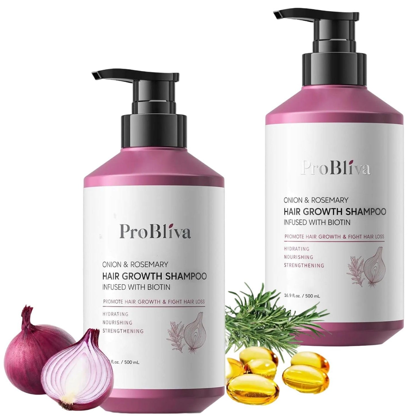 Onion & Rosemary Hair Growth Shampoo: Biotin Infused Shampoo for Hair Loss and Thinning Hair - Promotes Healthier, Thicker and Stronger Hair for Women and Men (16.9 Fl Oz (Pack of 2))