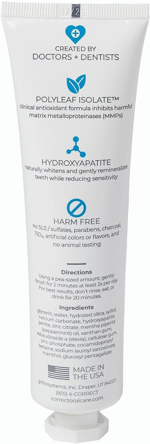 Fluoride-Free Nano-Hydroxyapatite Toothpaste – Whitening, Sensitive Teeth, MMP Inhibiting, Antiplaque, Remineralizing, Created by Doctors + Dentists for Gum Health, SLS-Free, Made in USA, 4oz, 2-Pack