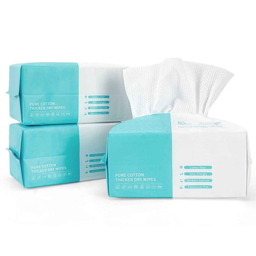 JANORS Disposable Face Towel 240 Count, 100% Cotton Face Towels, XL Thickened Facial Towels, Face Towelettes Disposable For Sensitive Skin, Makeup Remover Wipes, Nursing,Travel