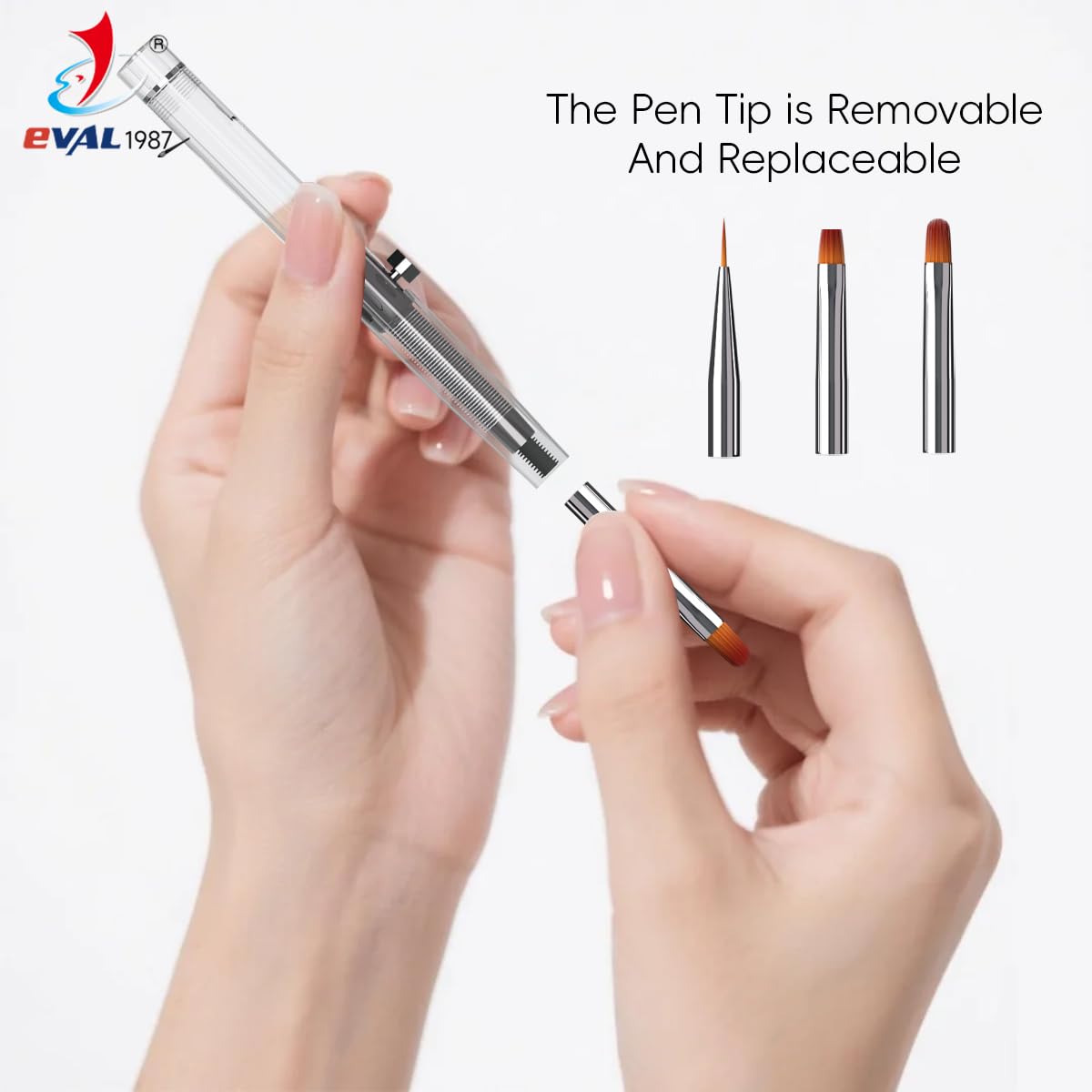 Nail Art Brushes Set - Retractable Builder Gel Brush & Liner Pen | DIY Nail Art Tools (White, 1+2)