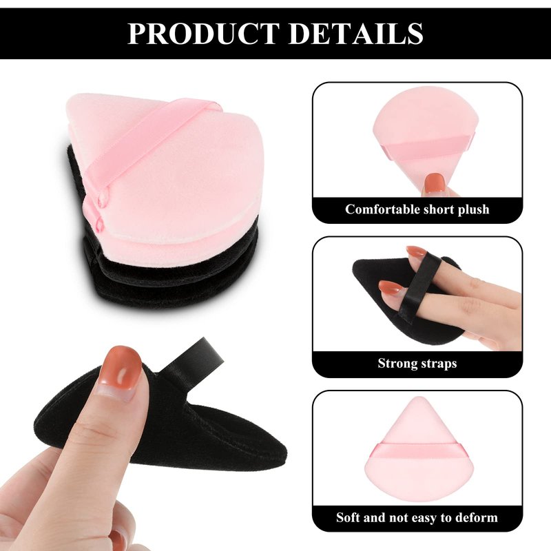 Maitys 12 Pcs Powder Puff Triangle for Face Makeup Cosmetic Loose Powder Puff Velour Soft Body Washable Reusable Foundation Sponge Wet Dry Makeup Tool for Women