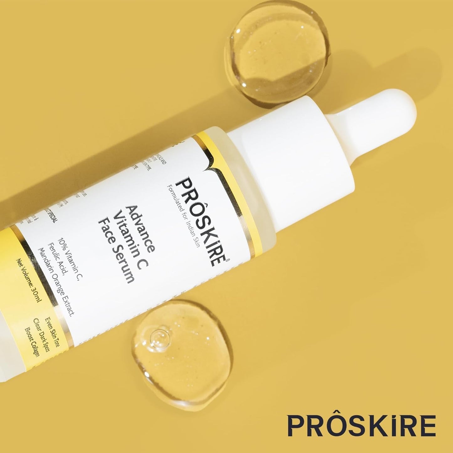 Pro-skire 10% Advance Vitamin C Serum With Ferulic Acid, Mandarin Orange Ext. For Dark Spots, Pigmentation & Glowing Face - (1.01 oz) 30 ml Pack