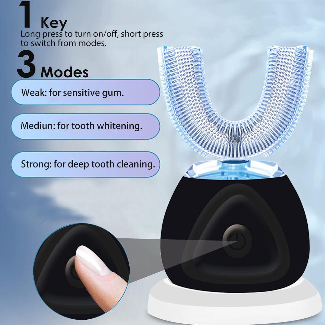 FULYA Auto Toothbrush with Teeth Whitening Mousse, Automatic Tooth Brush for Adult, 360° Ultrasonic Toothbrushes Waterproof, Rechargeable Electric Tooth whitening Brush